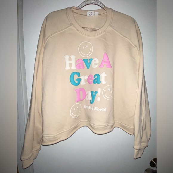 Smiley World XL crop super soft sweatshirt have a nice day Grayson Threads - Picture 1 of 10